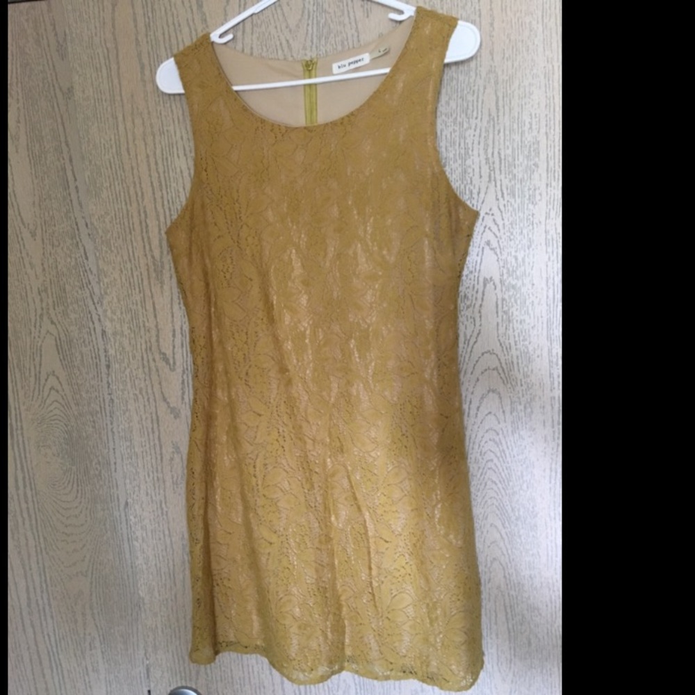Blue Pepper Boho Lace Mustard Yellow Dress
